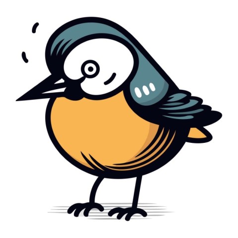 Cartoon illustration of a cute bird on a white background. vecto