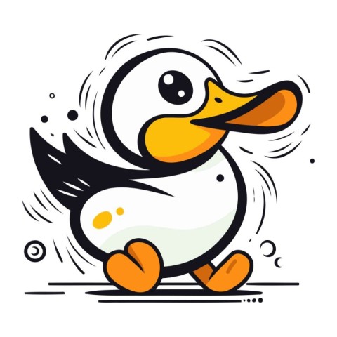 Vector illustration of cute cartoon penguin. Isolated on white b