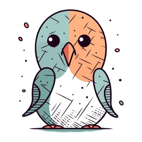 Pigeon doodle vector illustration. Cute cartoon bird.