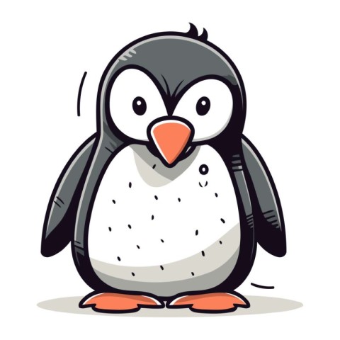 Cute penguin isolated on white background. Cartoon vector illust