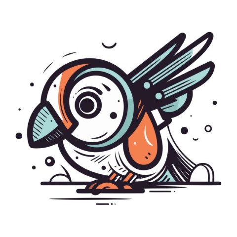 Cartoon parrot. Vector illustration of a cute parrot.