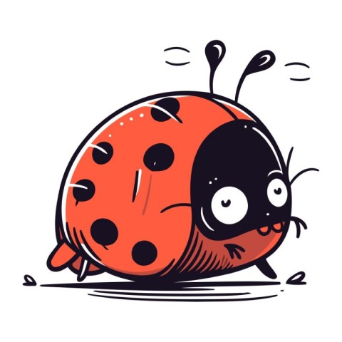 Cute ladybug cartoon vector illustration. Isolated on white back