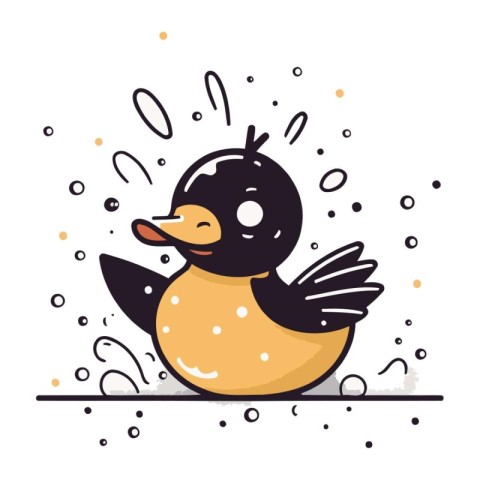 Cute cartoon duck on a white background. Vector illustration in