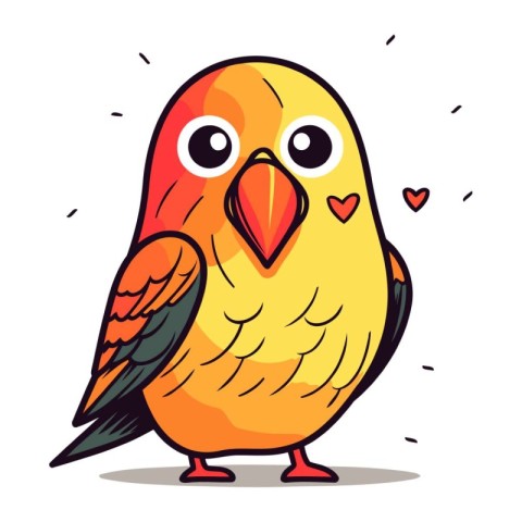 Vector illustration of cute parrot in cartoon style isolated on