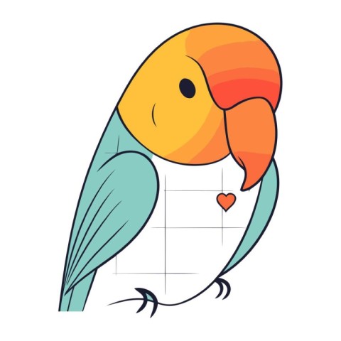 Cute parrot in flat style. Vector illustration isolated on white