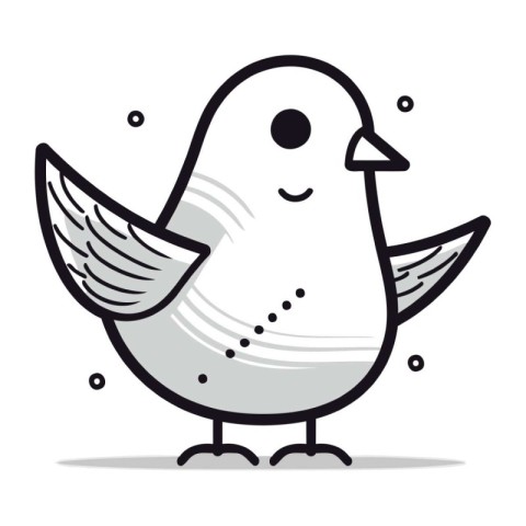 Cute cartoon bird. Vector illustration isolated on a white backg