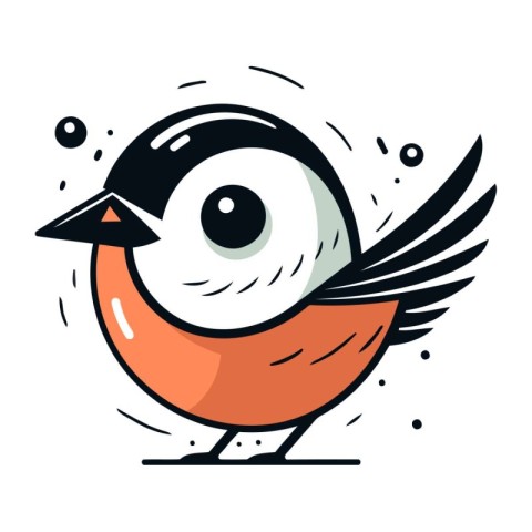 Cute cartoon bird. Vector illustration. Isolated on white backgr