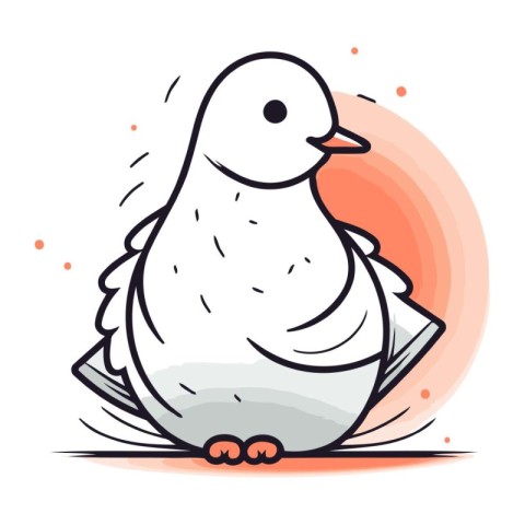 Pigeon on a white background. Vector illustration in cartoon sty