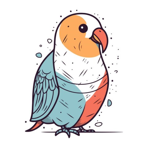 Cute parrot. Hand drawn vector illustration in cartoon style.