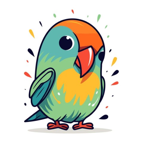 Cute cartoon parrot. Vector illustration. Isolated on white back