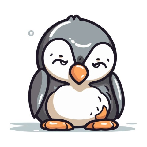 Penguin vector illustration. Cute cartoon penguin character.