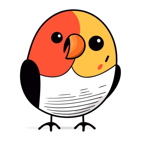 cute little black and red parrot cartoon vector illustration gra