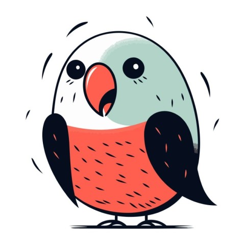 Vector illustration of a cute cartoon parrot on a white backgrou