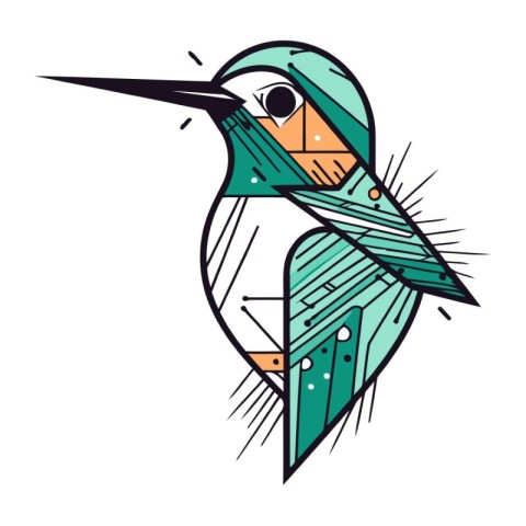 Vector image of a bird with a colorful pattern on a white backgr