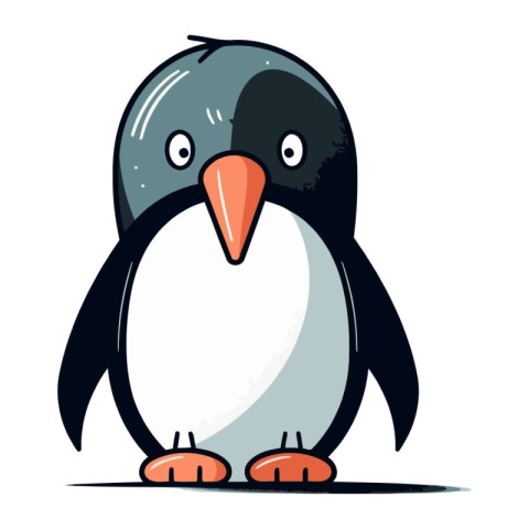 Cute penguin isolated on a white background. Vector illustration