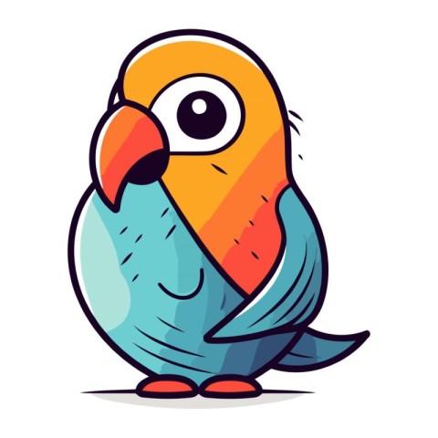 Cute colorful parrot. Vector illustration isolated on white back