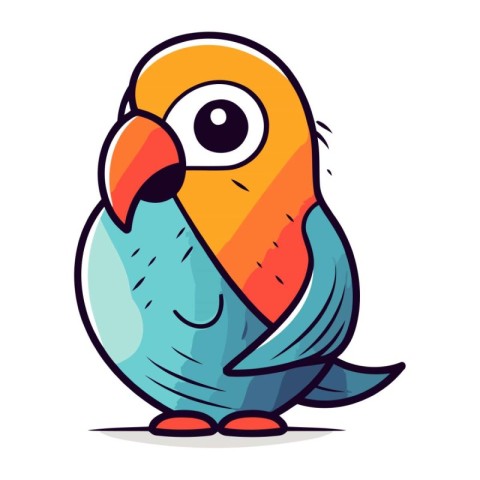 Cute colorful parrot. Vector illustration isolated on white back