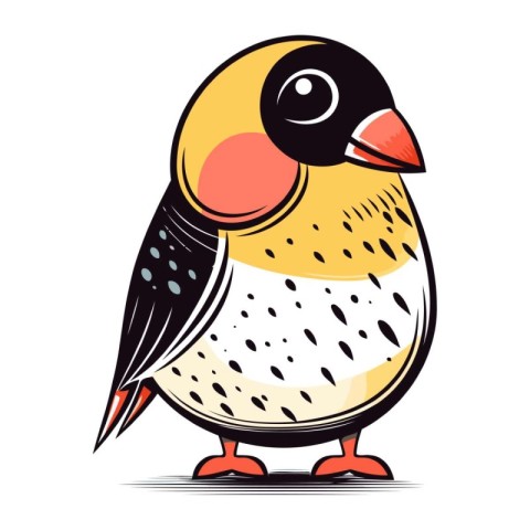 Vector illustration of a cute little bird in cartoon style isola