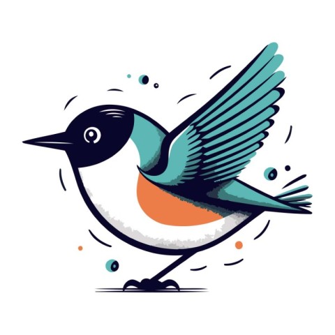 Vector illustration of a cute bird on a white background. Cartoo