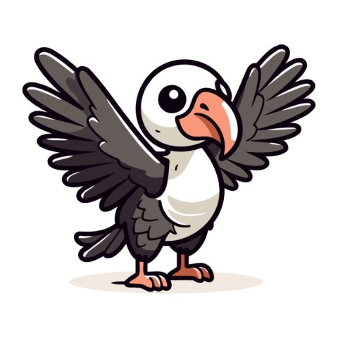 Cute Cartoon Puffin Vector Illustration on White Background.