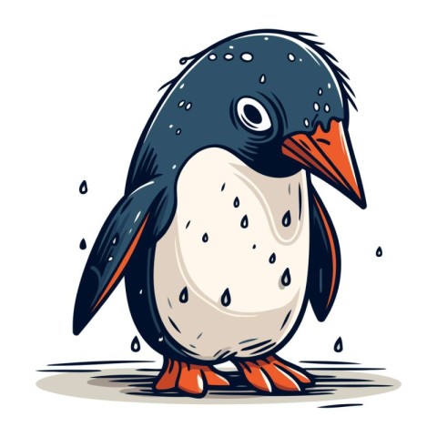 Cute cartoon penguin. Vector illustration isolated on white back