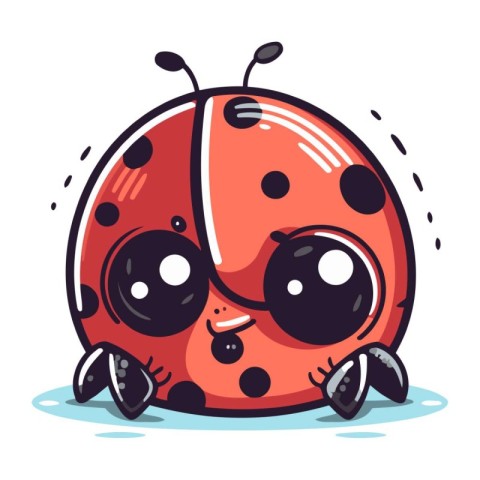 Cute ladybug cartoon character. Vector illustration isolated on