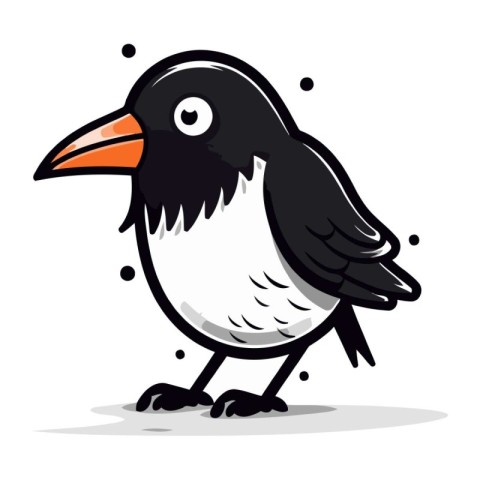 Cute cartoon crow isolated on a white background. Vector illustr