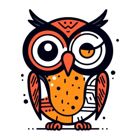 Cute cartoon owl. Vector illustration isolated on a white backgr