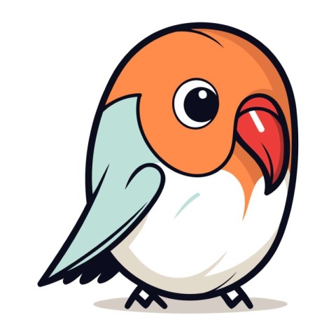 Vector illustration of a cute cartoon bullfinch on white backgro