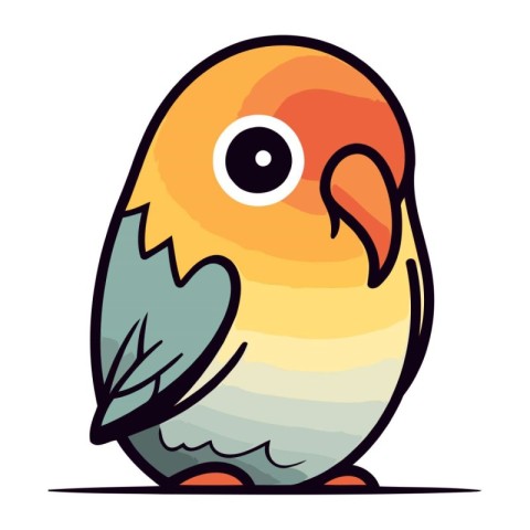 Cute cartoon parrot. Vector illustration. Isolated on white back