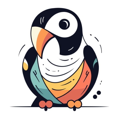 Penguin. Cartoon vector illustration. Cute cartoon penguin.