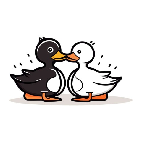 duck and duckling on white background. vector illustration.eps10