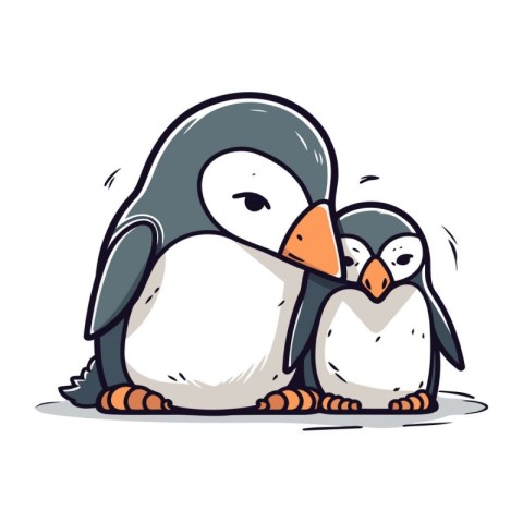 Penguin family. Vector illustration of a cute penguin family.