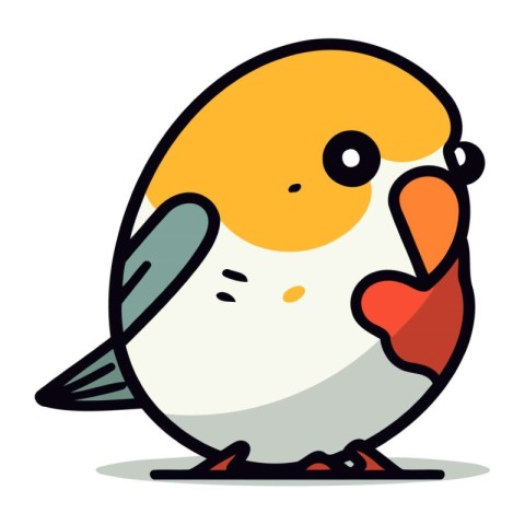 Cute cartoon bird. Vector illustration isolated on a white backg