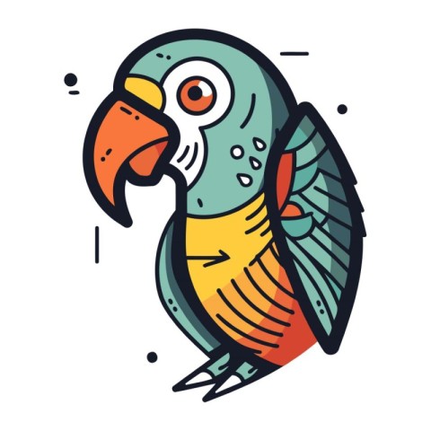 Parrot icon in doodle style. Vector illustration isolated on whi