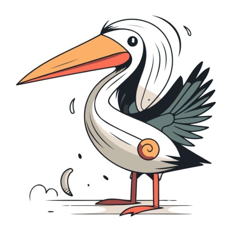 Cartoon pelican. Vector illustration. Isolated on white backgrou