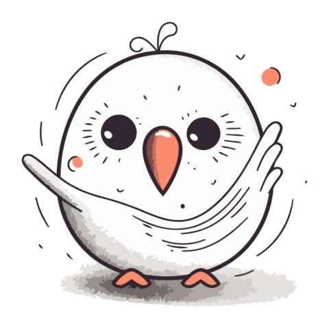 Illustration of a Cute Bird on White Background. Vector Illustra