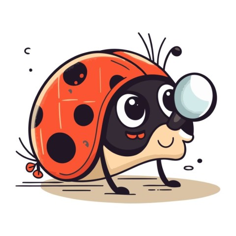 Cute ladybug isolated on white background. Vector cartoon illust