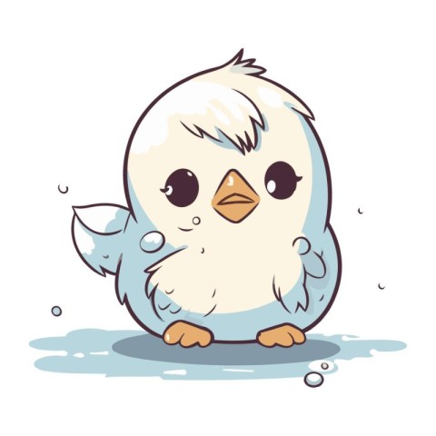 Illustration of a Cute Little Bird in Cartoon Style on White Bac