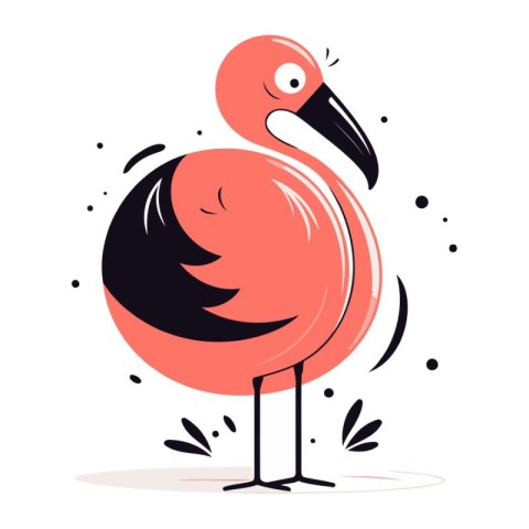 Flamingo. Vector illustration of a bird in a flat style.