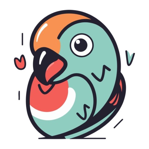 Cute cartoon parrot vector illustration. Cute parrot character.