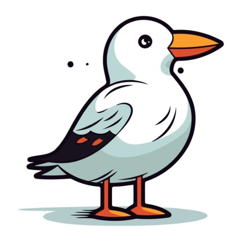 Cute seagull. Vector illustration isolated on white background.