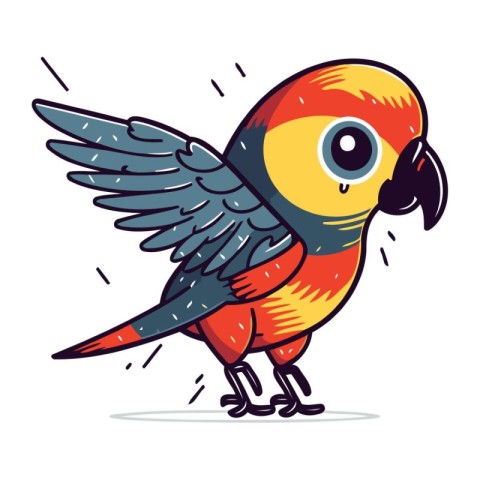 Cute parrot cartoon vector illustration. Colorful parrot clipart