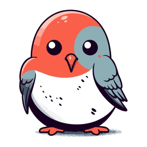 Vector illustration of a cute little red bird on a white backgro