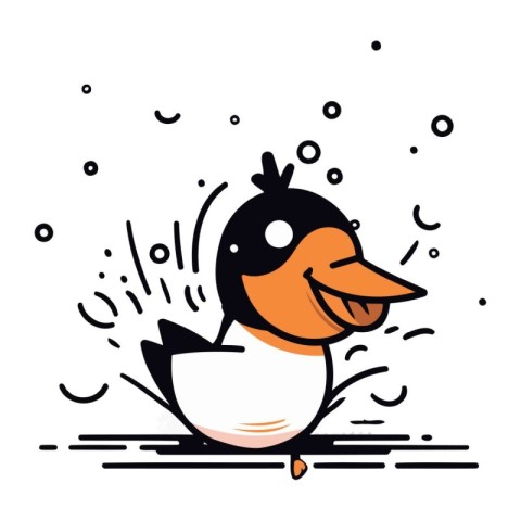 Cute cartoon duck. Vector illustration isolated on a white backg