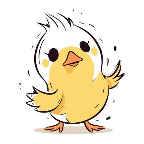 Cute little chicken isolated on a white background. Vector illus