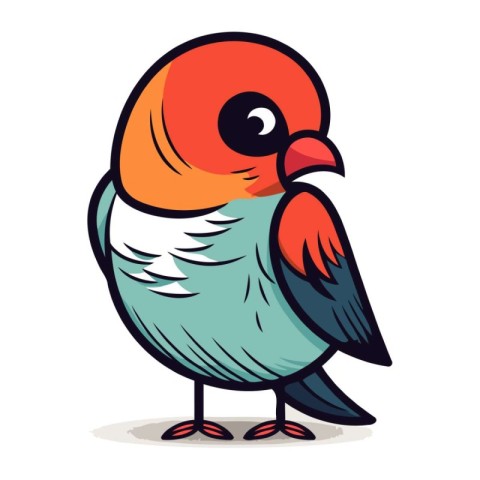 Cartoon vector illustration of a cute little bullfinch bird.