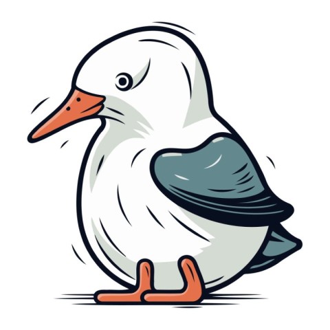 Cartoon seagull isolated on white background. Vector illustratio