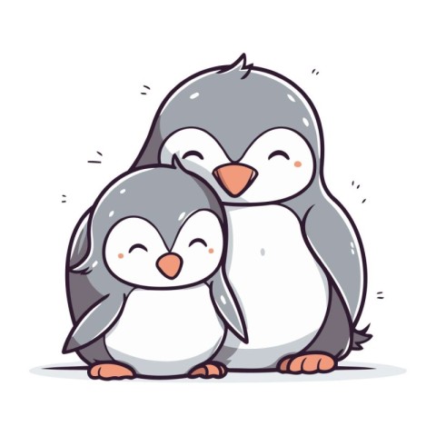 Cute penguin family. Vector illustration of a cute penguin famil