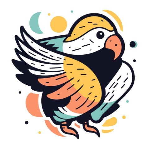 Cute parrot bird. Vector illustration in flat cartoon style.